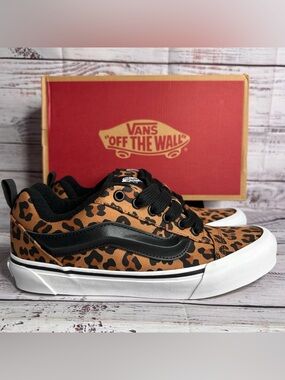 Vans Knu Skool Leopard Print Skate Shoes VN000EGCY5 Size 6.5Y